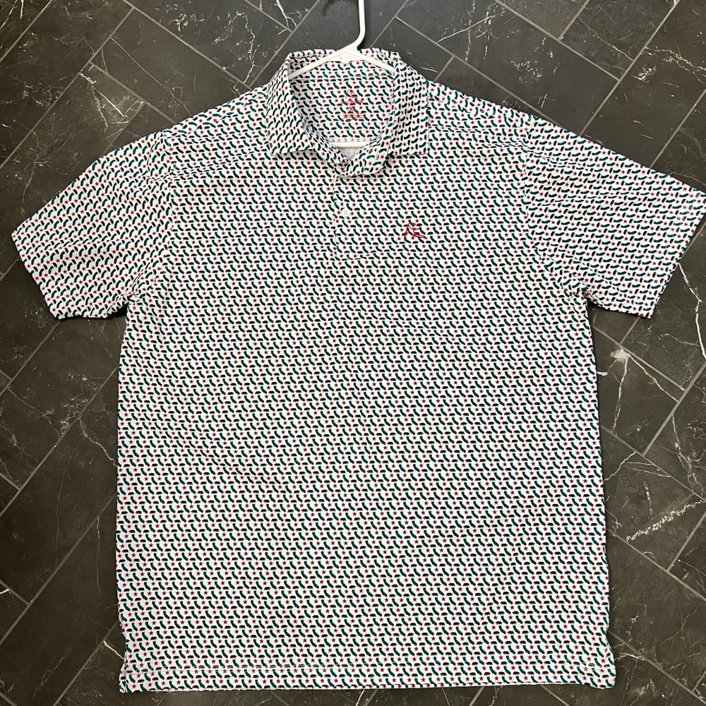 Rhoback Red and Blue Patterned Polo Shirt
